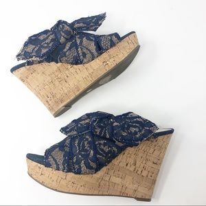 Marc Fisher Blue Lace Hobby 3 Wedges Size 10